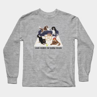 Love Comes in Every Color, All Four Cavalier King Charles Spaniels Long Sleeve T-Shirt